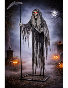Automate Faucheuse Volante sur Socle Métallique – Décoration Halloween Effrayante