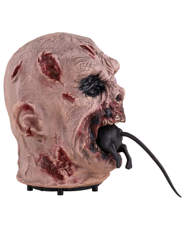Tête de Monstre Animée Mangeant un Rat – Décoration Halloween avec Effet Sonore et Mouvement