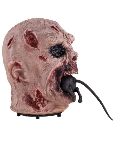 Tête de Monstre Animée Mangeant un Rat – Décoration Halloween avec Effet Sonore et Mouvement