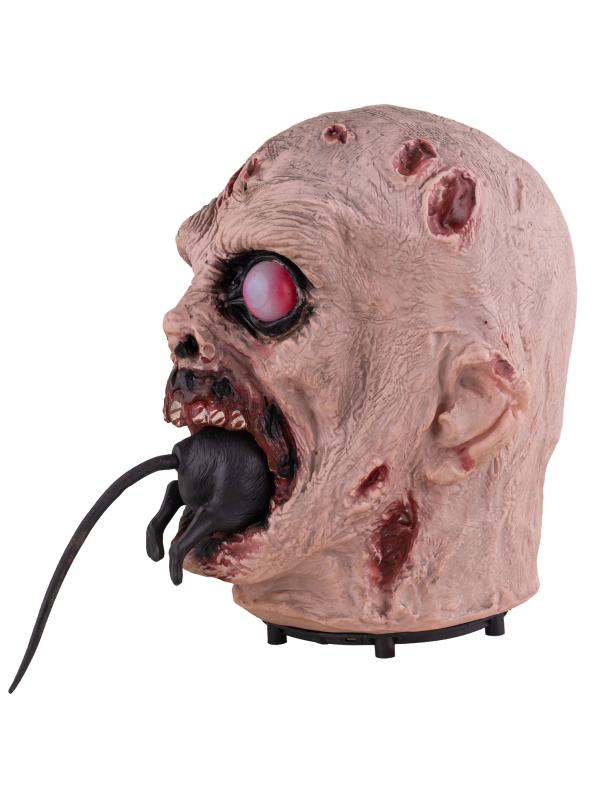 Tête de Monstre Animée Mangeant un Rat – Décoration Halloween avec Effet Sonore et Mouvement