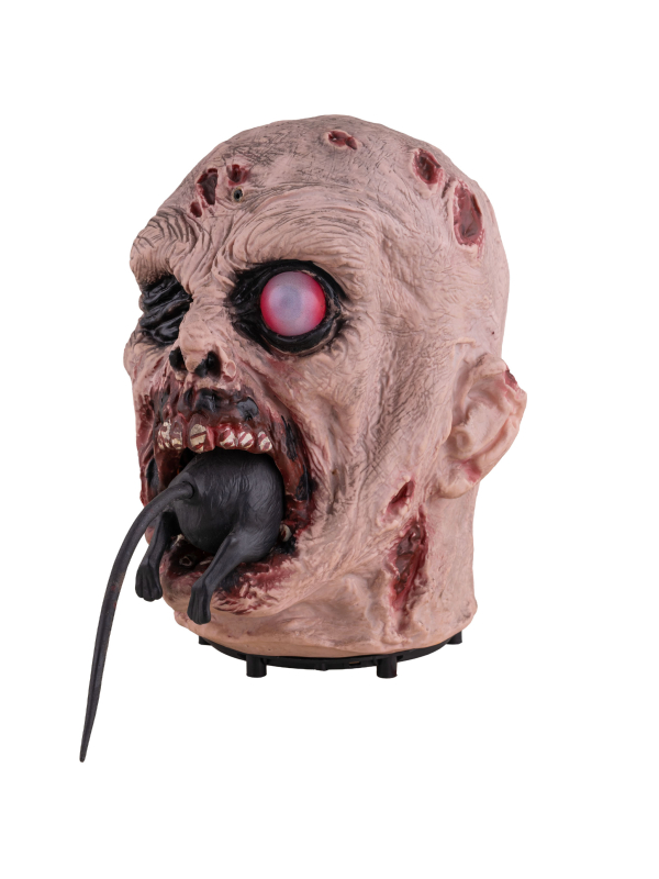 Tête de Monstre Animée Mangeant un Rat – Décoration Halloween avec Effet Sonore et Mouvement