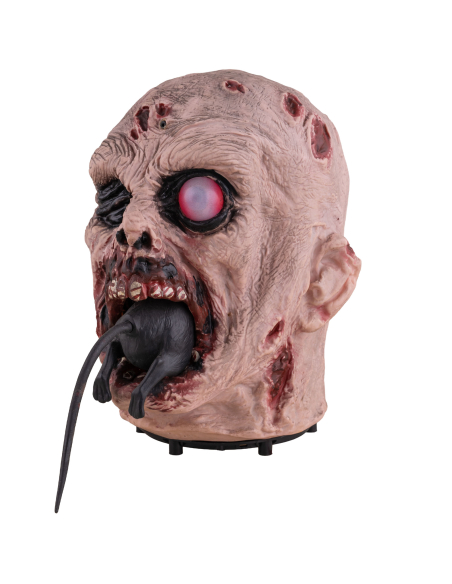 Tête de Monstre Animée Mangeant un Rat – Décoration Halloween avec Effet Sonore et Mouvement