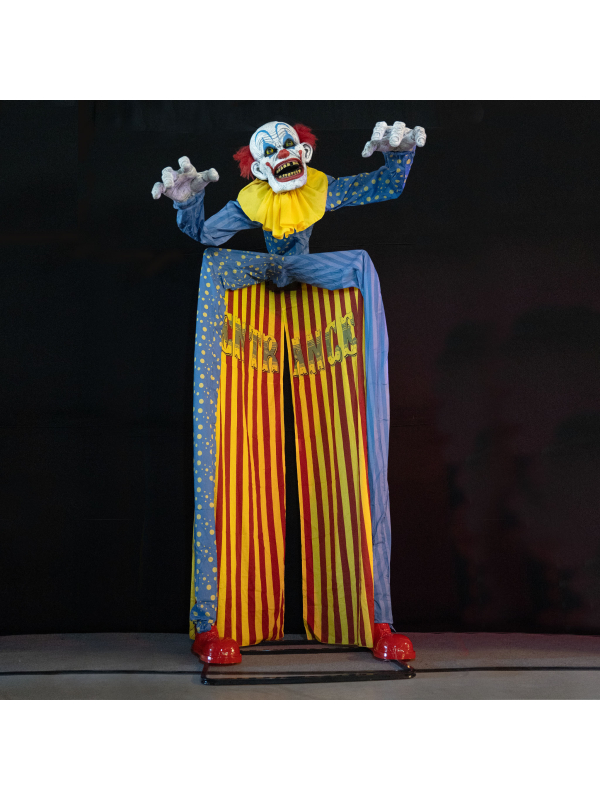 Automate Halloween Clown Géant Animé 220 cm – Entrée Cirque de l’Horreur
