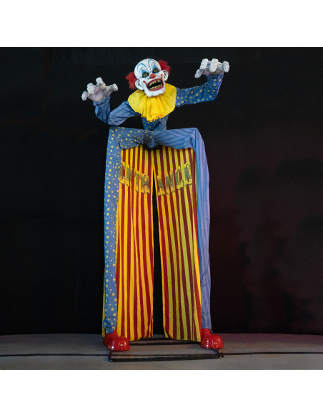 Automate Halloween Clown Géant Animé 220 cm – Entrée Cirque de l’Horreur
