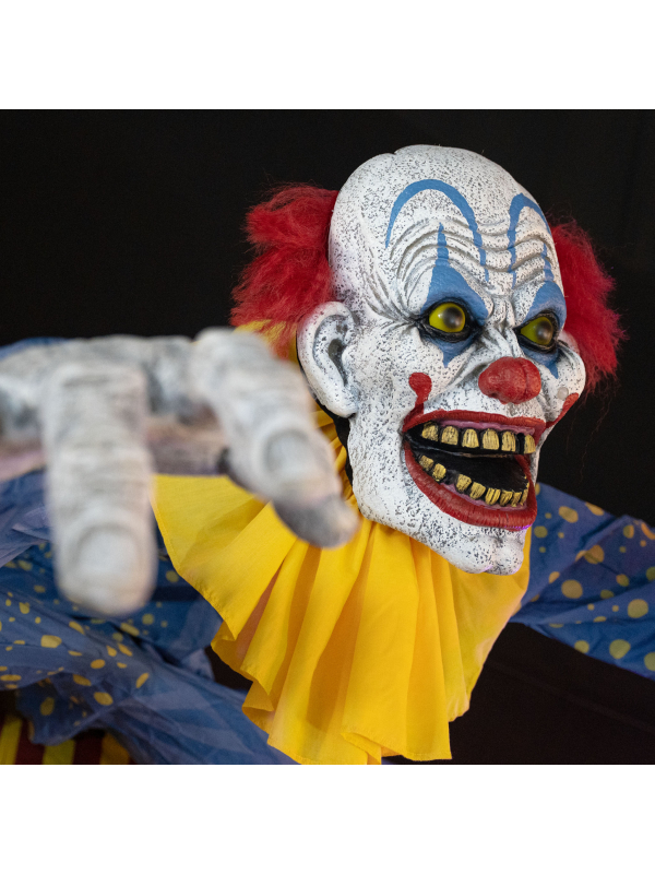 Automate Halloween Clown Géant Animé 220 cm – Entrée Cirque de l’Horreur