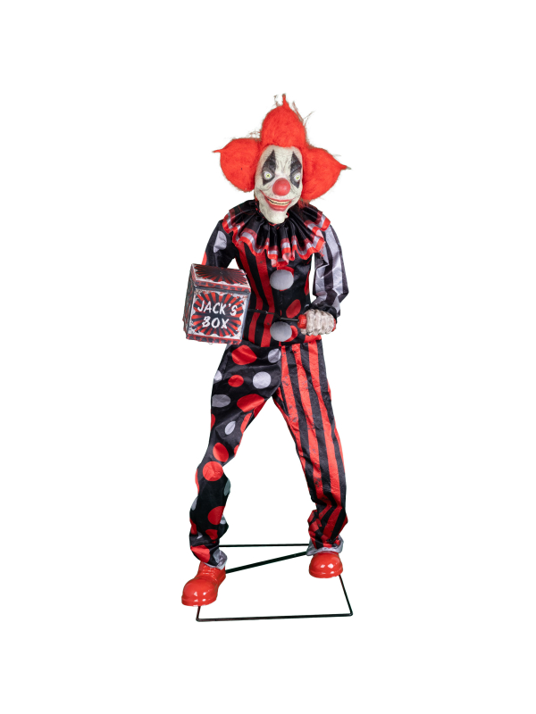 Automate Clown Effrayant 175 cm avec Boîte à Musique - Décoration Cirque Vintage Effrayante Halloween