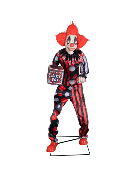 Automate Clown Effrayant 175 cm avec Boîte à Musique - Décoration Cirque Vintage Effrayante Halloween