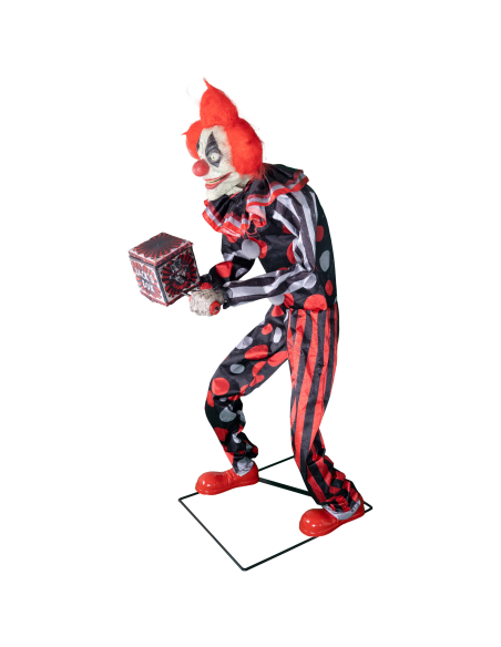 Automate Clown Effrayant 175 cm avec Boîte à Musique - Décoration Cirque Vintage Effrayante Halloween