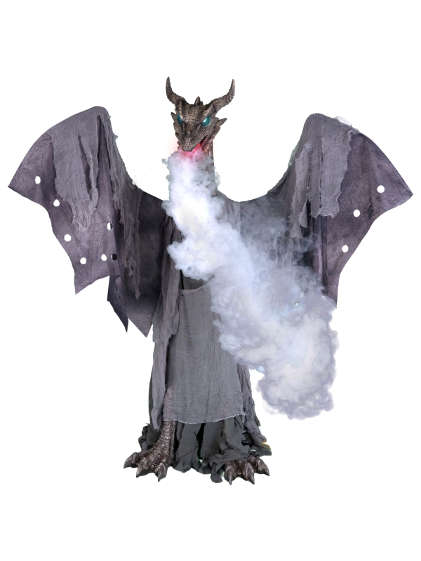 Automate Dragon Géant Animé 200 cm – Ailes, Tête Mobile et Effet Fumée