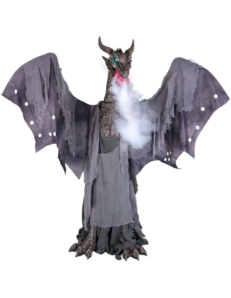 Automate Dragon Géant Animé 200 cm – Ailes, Tête Mobile et Effet Fumée