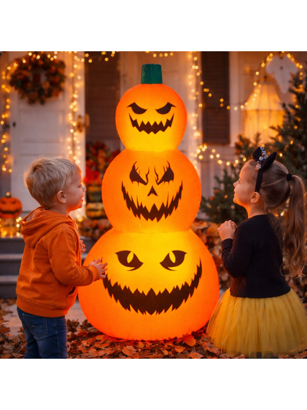 Tour de Citrouilles Gonflables LED 122 cm – Décoration Halloween Enfant