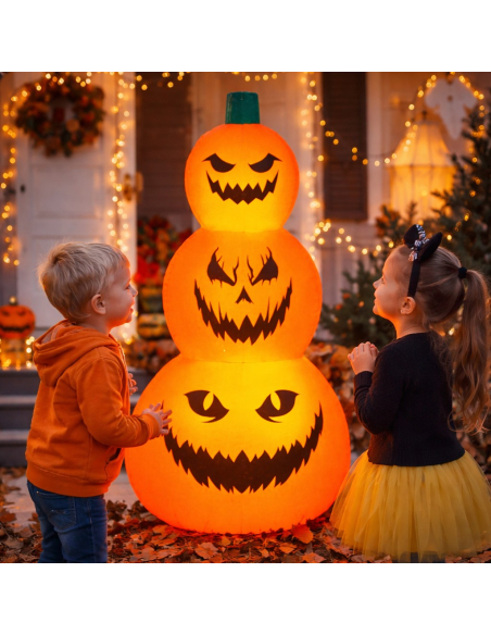 Tour de Citrouilles Gonflables LED 122 cm – Décoration Halloween Enfant