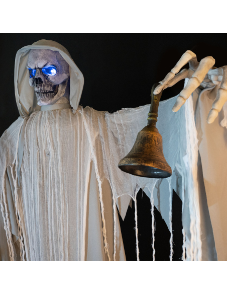 Squelette Sonneur de Cloche Animatronique 182 cm – Annonceur de la Mort pour Décoration Halloween Cimetière