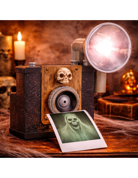 Appareil Photo Fantôme Animé – Capturez des Esprits avec Flash et Lumière | Décoration Halloween Unique