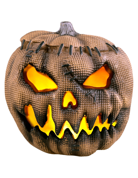 Citrouille 30 cm en PVC Imitation Toile de Jute avec Effet Flamme – Décoration Halloween