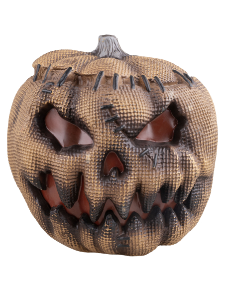 Citrouille 30 cm en PVC Imitation Toile de Jute avec Effet Flamme – Décoration Halloween