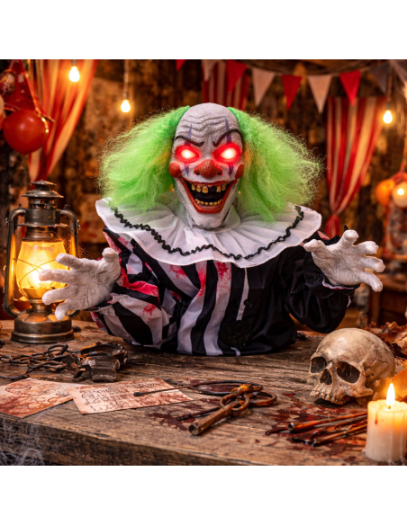 Automate Clown Animé Halloween – Clown de Table avec Effets Sonores et Lumineux