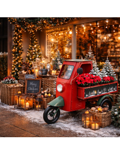 Camionnette Noël Vintage Rouge – Décor de Vitrine et Marché de Noël 2