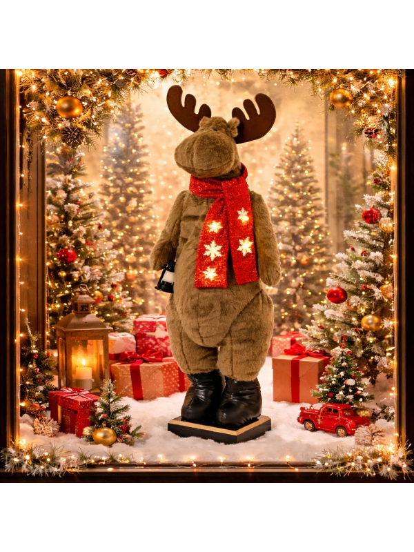 Renne Musical de Noël – Décoration Lumineuse avec LED et Musique (110 cm)