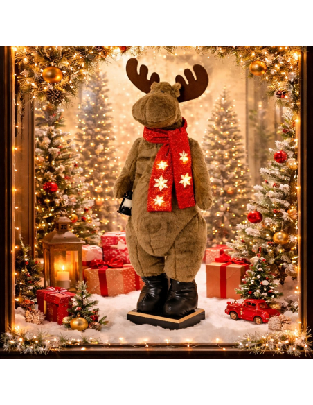 Renne Musical de Noël – Décoration Lumineuse avec LED et Musique (110 cm)