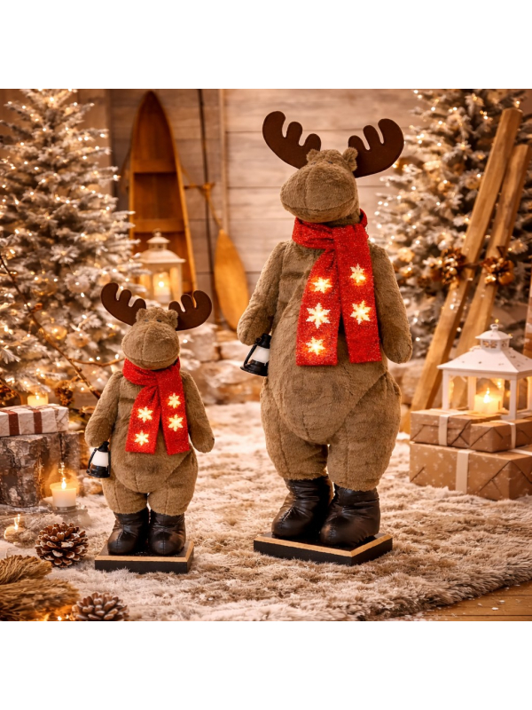 Élan Musical Lumineux de Noël – Décoration Fixe LED avec Musique et Éclairage Blanc Chaud (150 cm)
