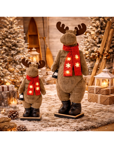 Élan Musical Lumineux de Noël – Décoration Fixe LED avec Musique et Éclairage Blanc Chaud (150 cm)