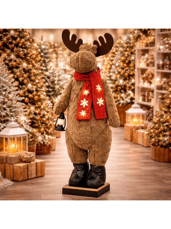 Élan Musical Lumineux de Noël – Décoration Fixe LED avec Musique et Éclairage Blanc Chaud (150 cm)