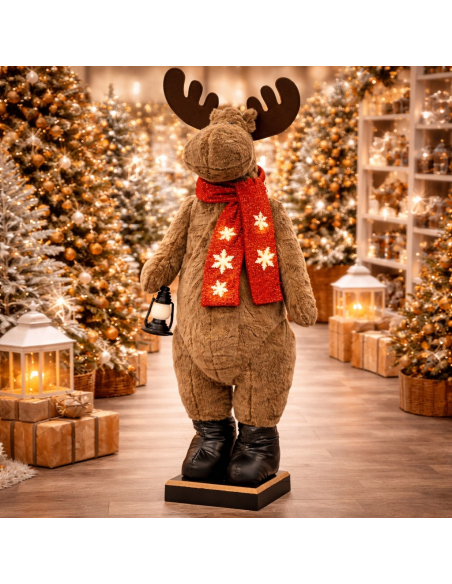 Élan Musical Lumineux de Noël – Décoration Fixe LED avec Musique et Éclairage Blanc Chaud (150 cm)