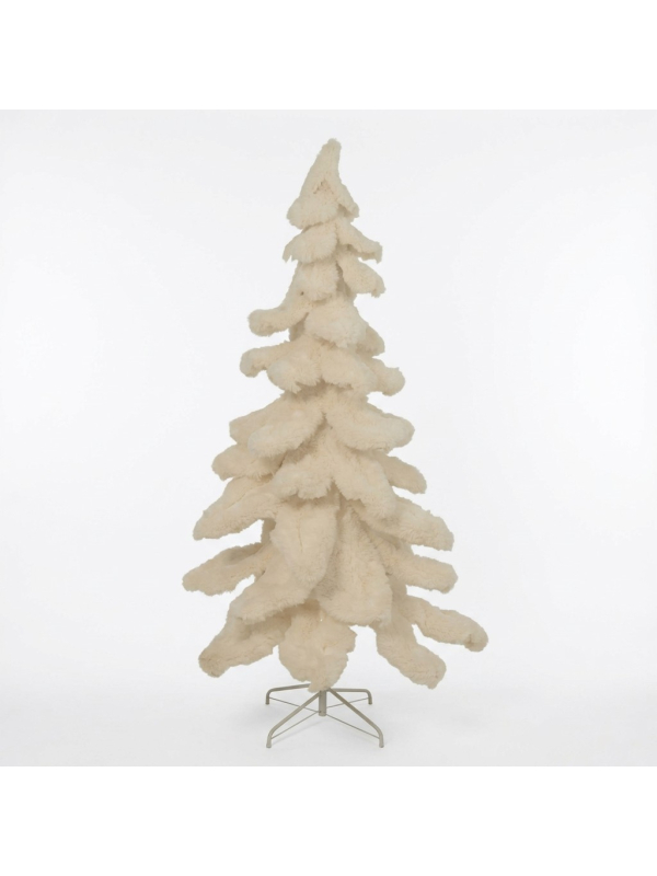 Sapin de Noël en Fausse Fourrure Blanche : Créez une Ambiance Douce et Féérique pour Noël