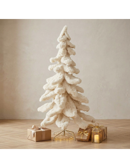 Sapin de Noël en Fausse Fourrure Blanche : Créez une Ambiance Douce et Féérique pour Noël