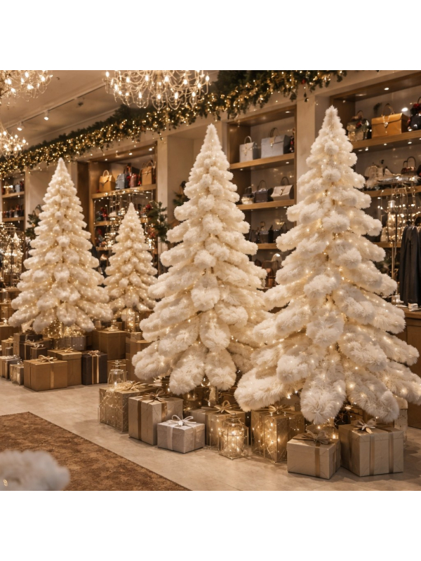 Sapin de Noël en fausse fourrure blanche 180 cm