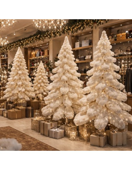 Sapin de Noël en fausse fourrure blanche 180 cm
