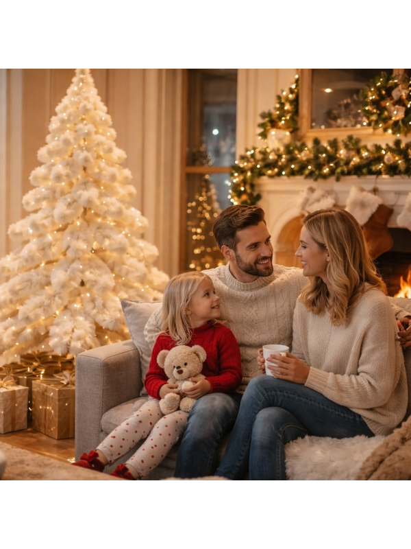 Sapin de Noël en fausse fourrure blanche 180 cm