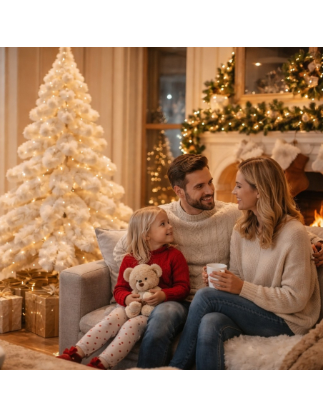Sapin de Noël en fausse fourrure blanche 180 cm