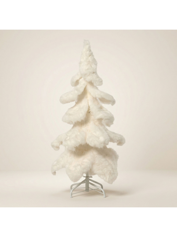Sapin de Noël en fausse fourrure blanche 100 cm