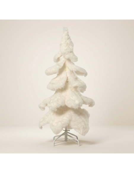 Sapin de Noël en fausse fourrure blanche 100 cm