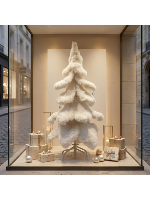 Sapin de Noël en fausse fourrure blanche 100 cm
