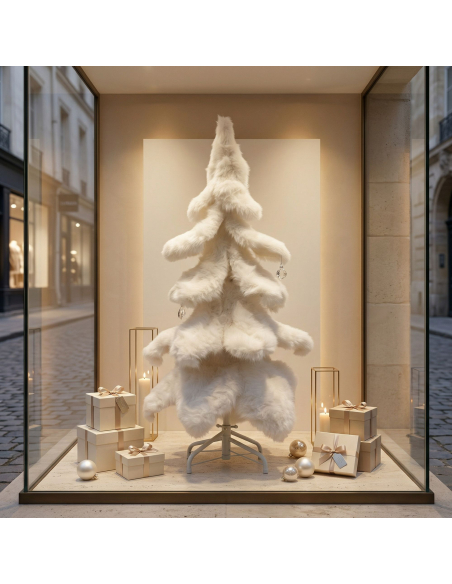 Sapin de Noël en fausse fourrure blanche 100 cm