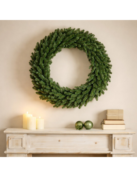 Couronne de Noël artificielle Everest 80 cm vert – intérieur / extérieur