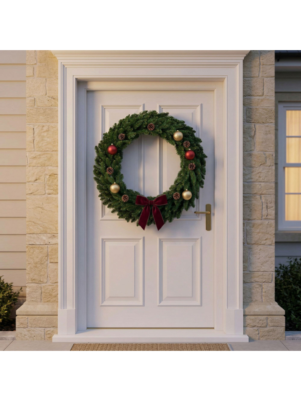 Couronne de Noël artificielle Everest 80 cm vert – intérieur / extérieur