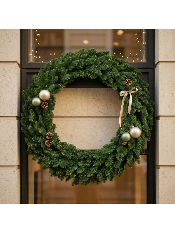 Couronne de Noël artificielle Everest 80 cm vert – intérieur / extérieur