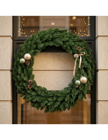 Couronne de Noël artificielle Everest 80 cm vert – intérieur / extérieur