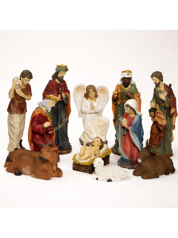 Personnages de la Nativité en polyrésine – Crèche de Noël 11 pièces