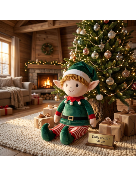 Grand Lutin de Noël 90 cm Debout – Décoration Textile Corps Souple
