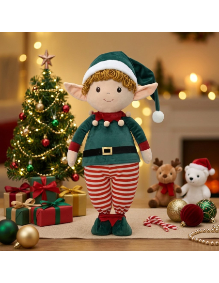 Grand Lutin de Noël 90 cm Debout – Décoration Textile Corps Souple