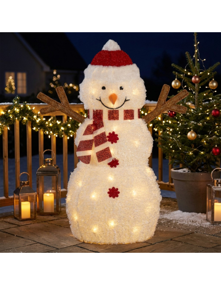 Bonhomme de Neige Lumineux LED 82 cm Extérieur à Piles avec Timer