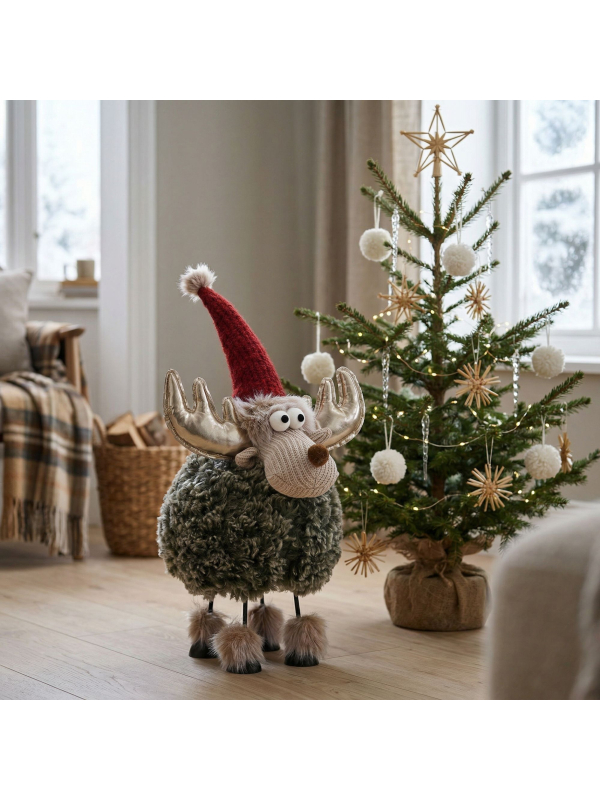 Élan de Noël Debout 55 cm : une décoration chaleureuse et originale pour l’hiver
