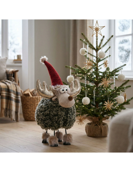 Élan de Noël Debout 55 cm : une décoration chaleureuse et originale pour l’hiver