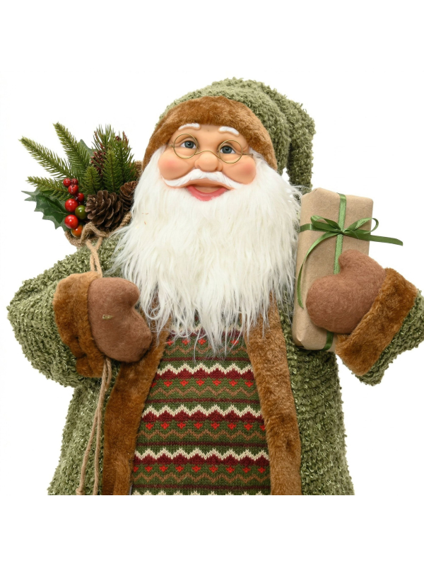 Père Noël Décoratif 80 cm Vert : une pièce chaleureuse et naturelle pour votre Noël