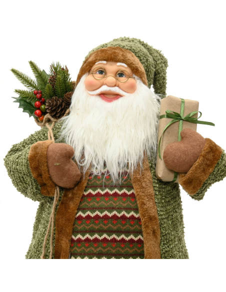 Père Noël Décoratif 80 cm Vert : une pièce chaleureuse et naturelle pour votre Noël